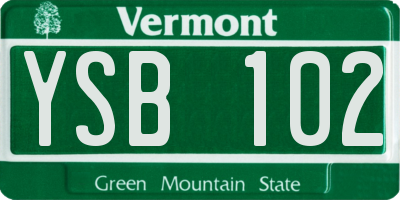 VT license plate YSB102