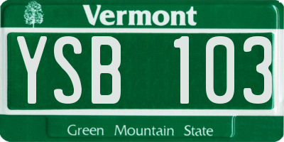 VT license plate YSB103