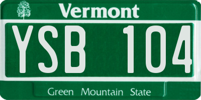 VT license plate YSB104