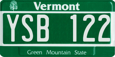 VT license plate YSB122