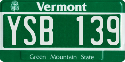 VT license plate YSB139