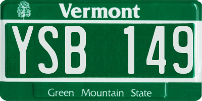 VT license plate YSB149