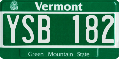 VT license plate YSB182