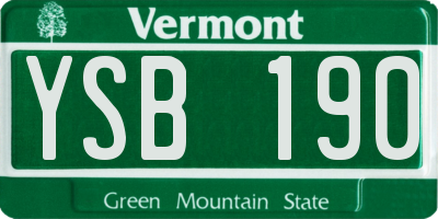 VT license plate YSB190