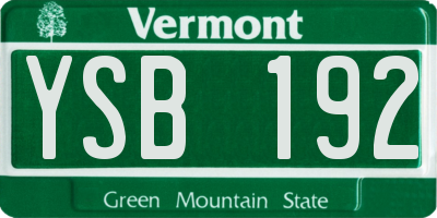 VT license plate YSB192