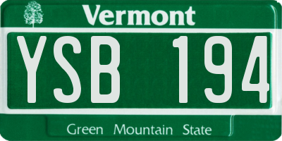 VT license plate YSB194
