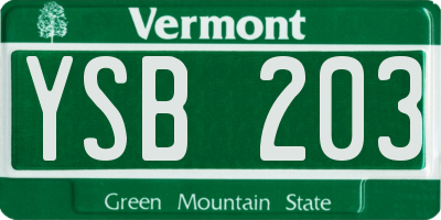 VT license plate YSB203