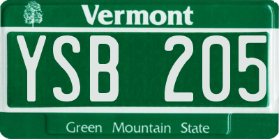 VT license plate YSB205