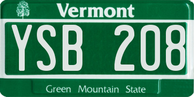 VT license plate YSB208