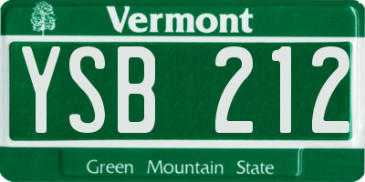 VT license plate YSB212