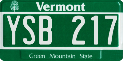 VT license plate YSB217