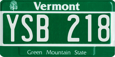 VT license plate YSB218
