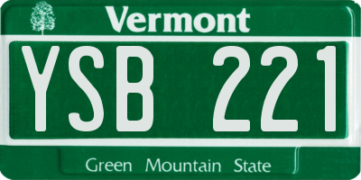 VT license plate YSB221
