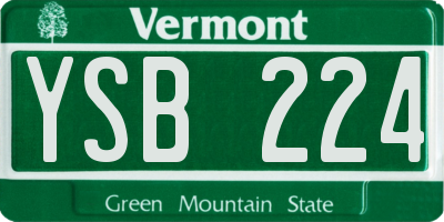 VT license plate YSB224