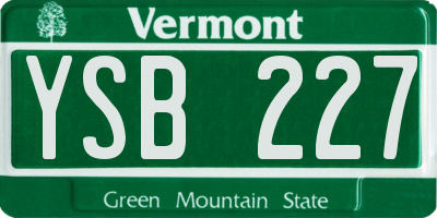 VT license plate YSB227