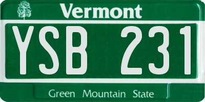VT license plate YSB231