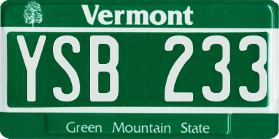 VT license plate YSB233