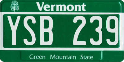 VT license plate YSB239