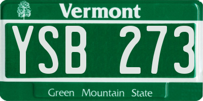 VT license plate YSB273