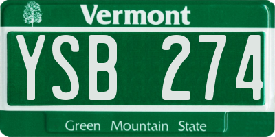 VT license plate YSB274