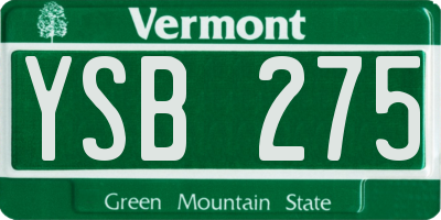 VT license plate YSB275
