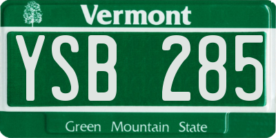 VT license plate YSB285