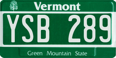 VT license plate YSB289