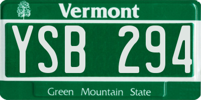 VT license plate YSB294