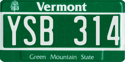 VT license plate YSB314