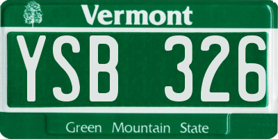 VT license plate YSB326