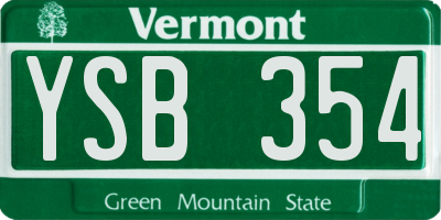 VT license plate YSB354