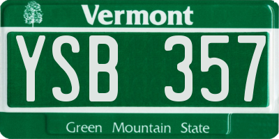 VT license plate YSB357