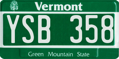 VT license plate YSB358