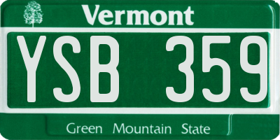 VT license plate YSB359