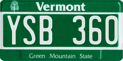 VT license plate YSB360