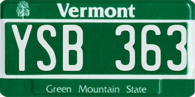 VT license plate YSB363