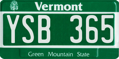 VT license plate YSB365