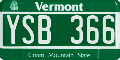 VT license plate YSB366