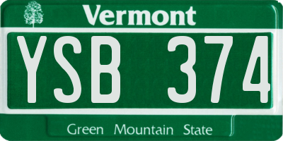 VT license plate YSB374