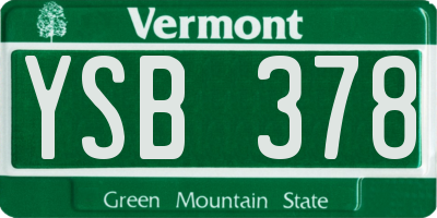 VT license plate YSB378