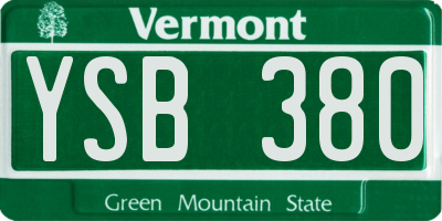 VT license plate YSB380