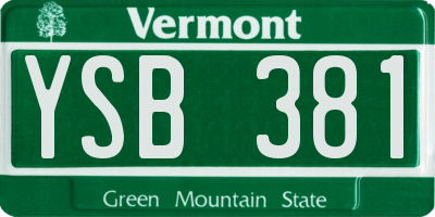 VT license plate YSB381