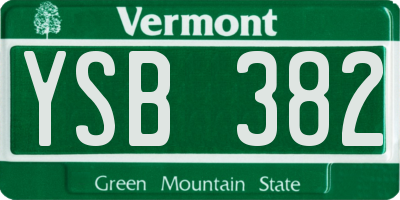 VT license plate YSB382