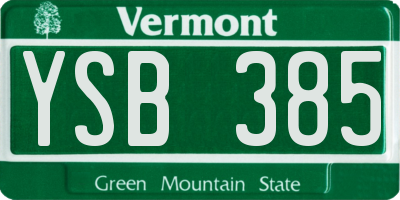 VT license plate YSB385