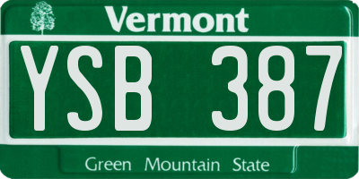 VT license plate YSB387