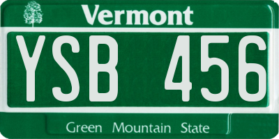 VT license plate YSB456