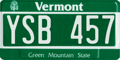 VT license plate YSB457