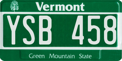 VT license plate YSB458