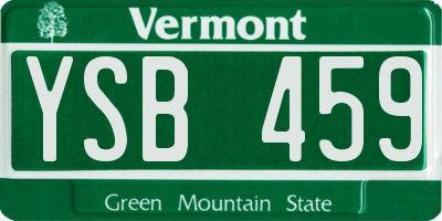 VT license plate YSB459