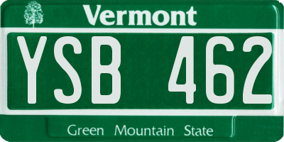 VT license plate YSB462
